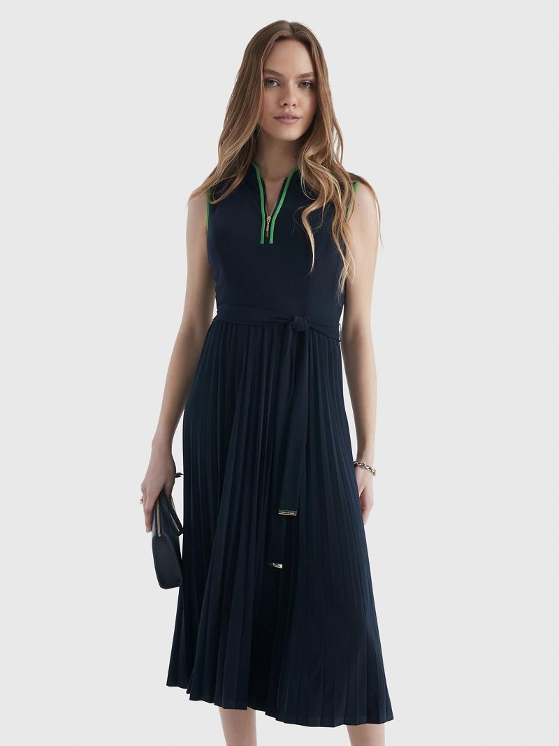 Női Tommy Hilfiger Ujjatlan Jersey Dresses Kék | HU 120VRW